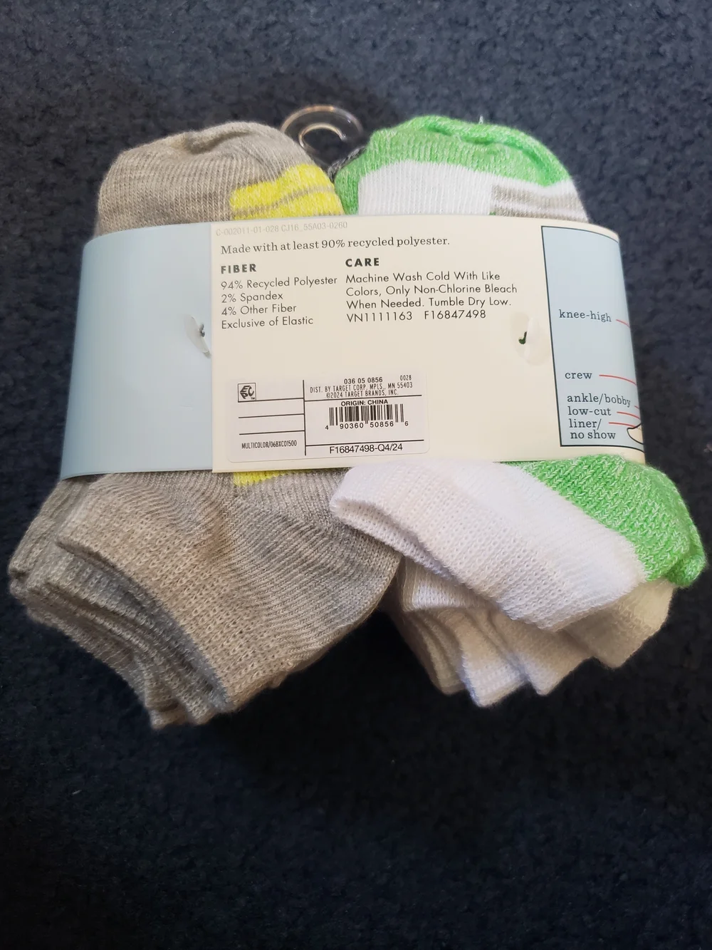 Cat & Jack Kids Low-Cut Socks Pack with Red, Blue, Yellow, & Green Accents